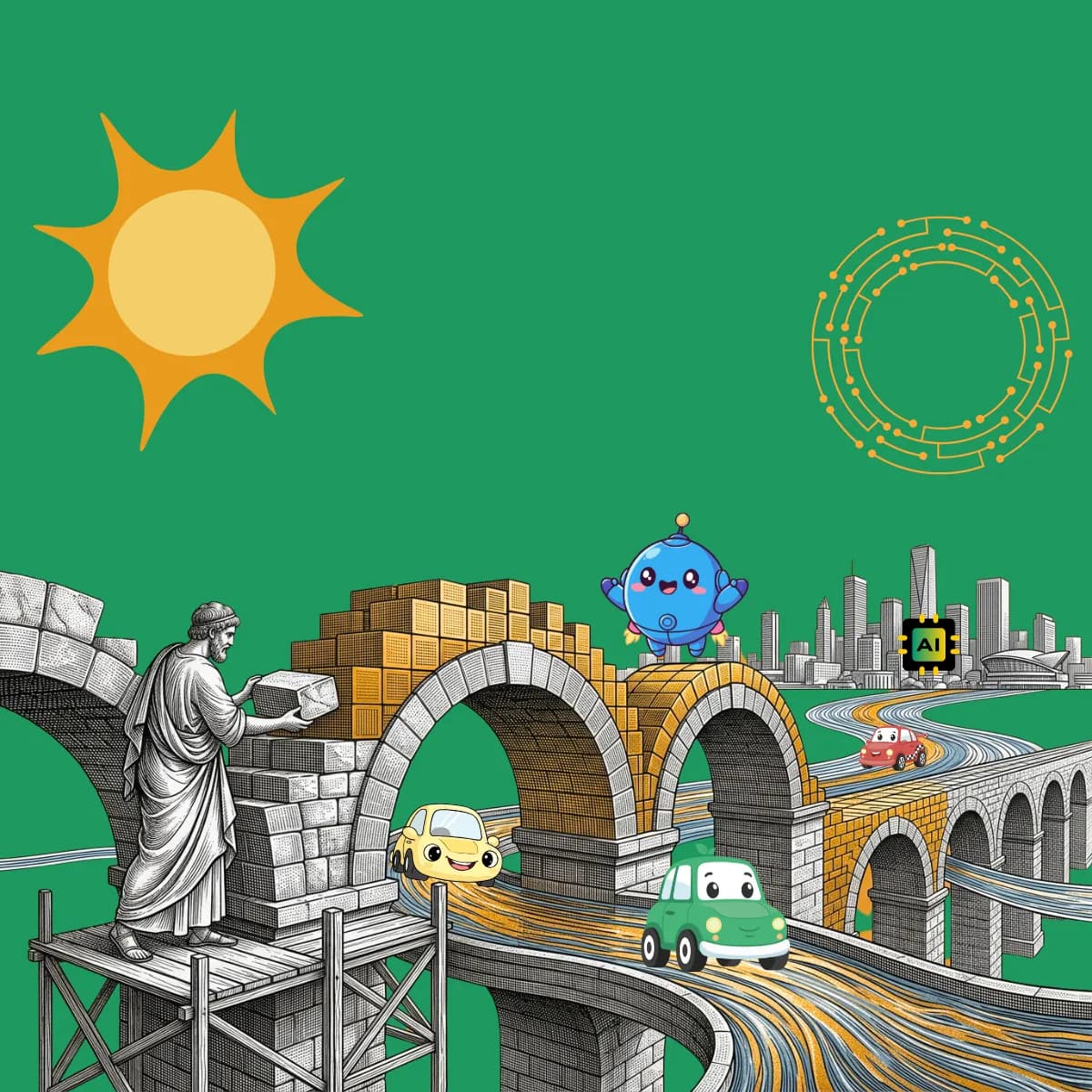 Editorial illustration showing structured context as the missing layer