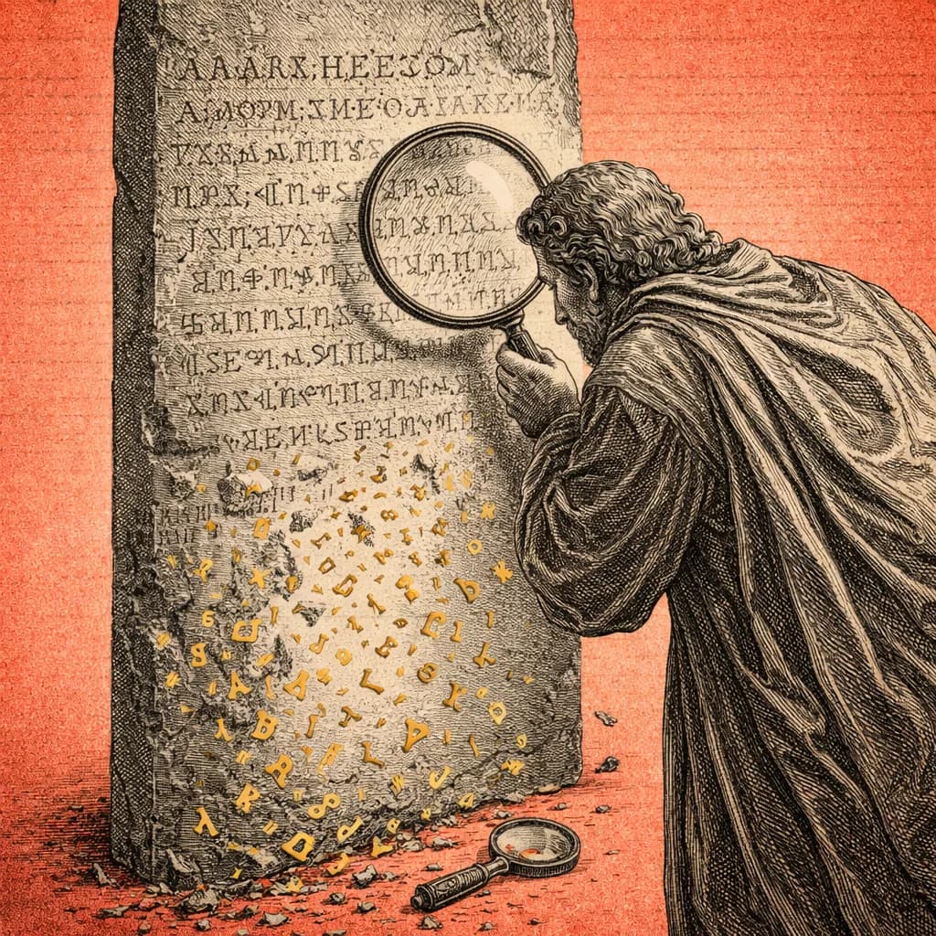 Engraving-style illustration of a figure at a drafting table with compasses and maps, representing systematic AI image generation prompt engineering